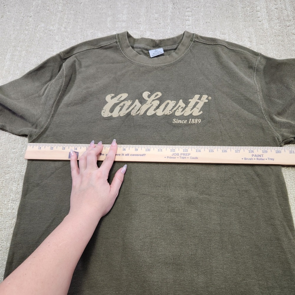 Vintage Carhartt Shirt Men Large Tall Thermal Waffle Knit Workwear Green Y2K - Picture 3 of 10